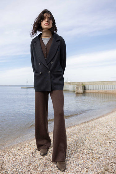 Forza Knitted 100% Merino Blazer Black Melange