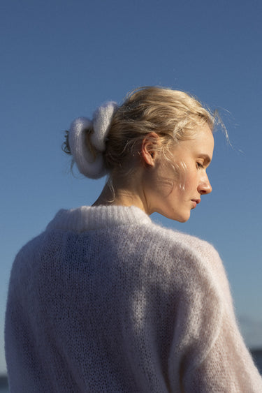 Melody Mohair Scrunchie White