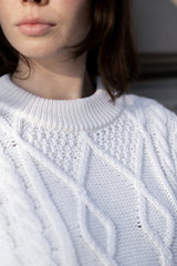 Nonna Cable-Knit 100% Merino Sweater White