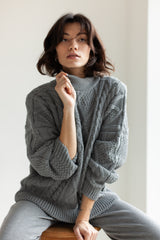 Nonna 100% merino vilnos megztinis su pynėmis Pilkas
