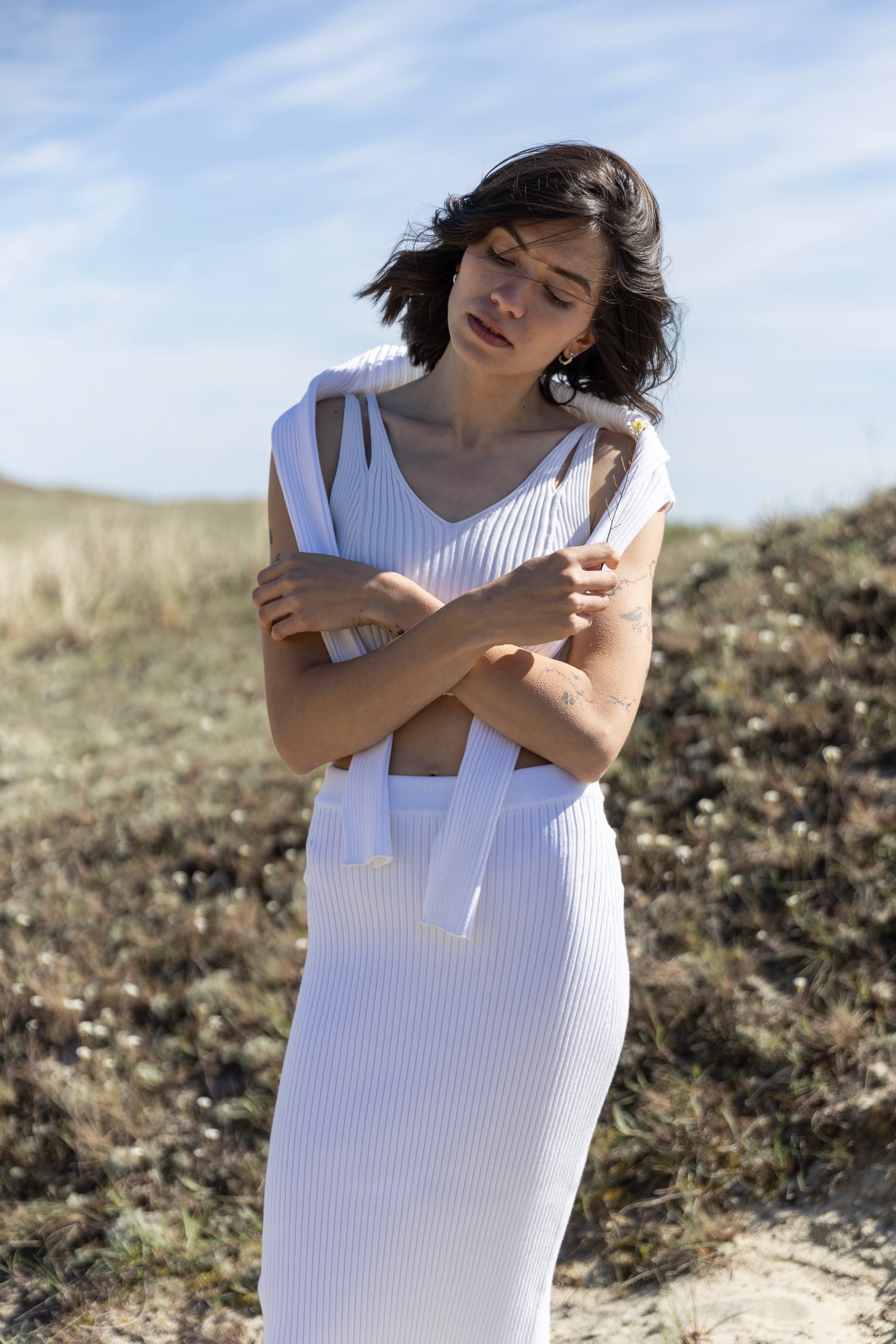 Donna Ribbed Crop Top White