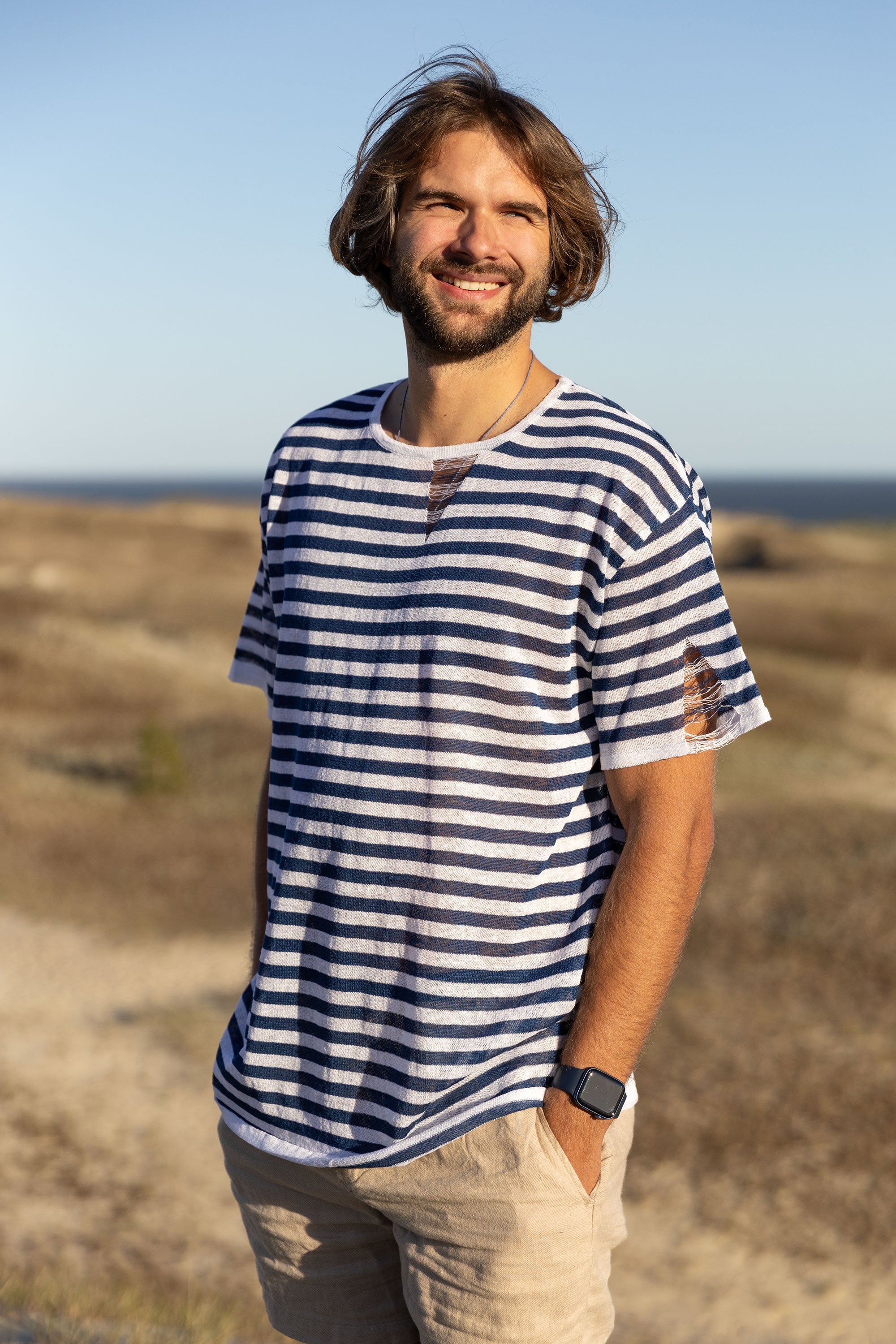 Energia 100% Linen T-shirt Navy *Unisex*