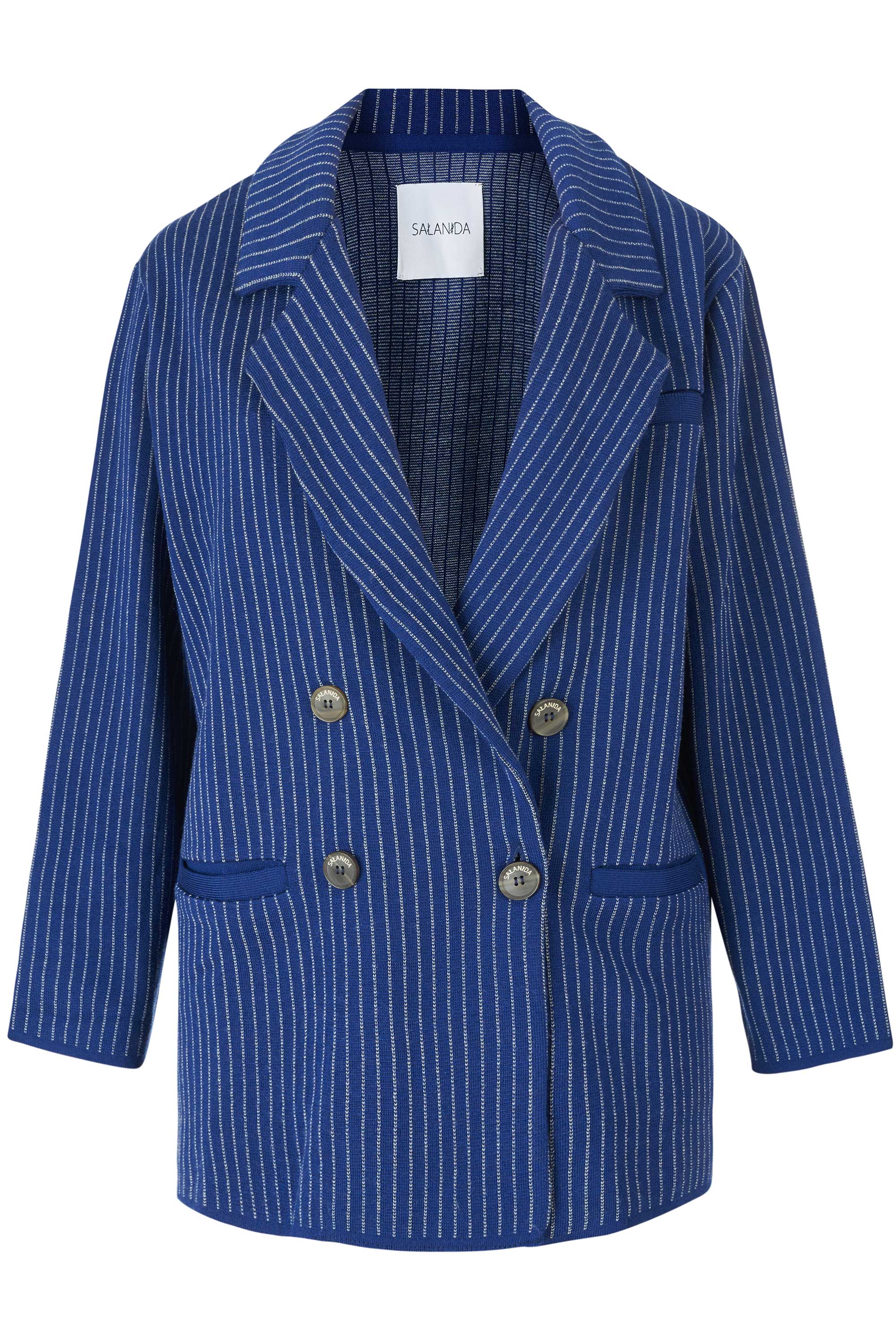 Forza Pinstripe Knitted 100% Merino Blazer Navy *NEW*