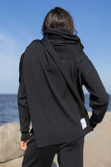 Via 100% Merino Scarf Black Melange
