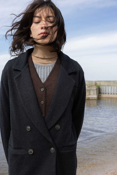 Forza Knitted 100% Merino Blazer Black Melange