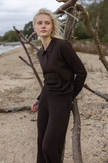 Galante 100% Merino Polo Top Chocolate