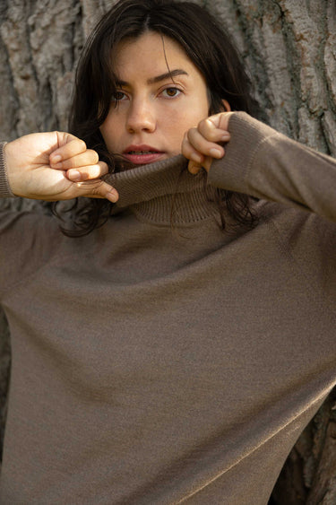 Ora 100% Merino Rollneck Taupe