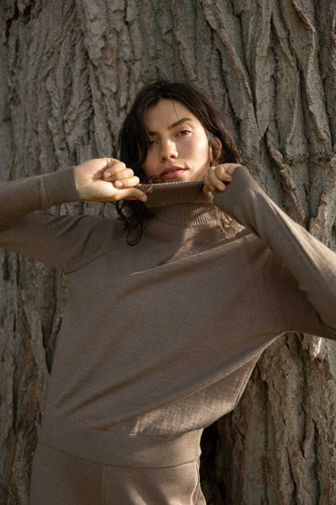 Ora 100% Merino Rollneck Taupe