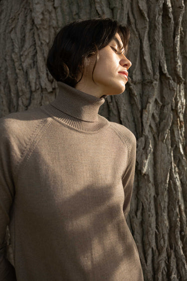 Ora 100% Merino Rollneck Taupe