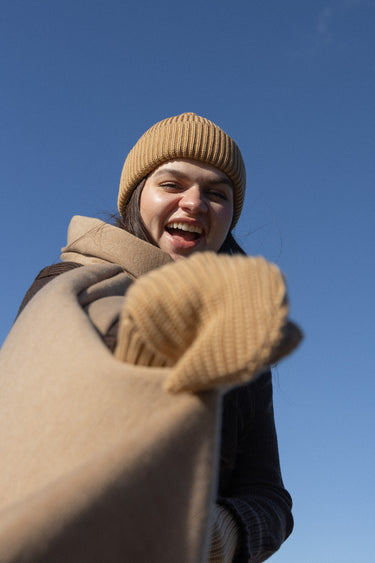 Nonna 100% Merino Mittens Beige
