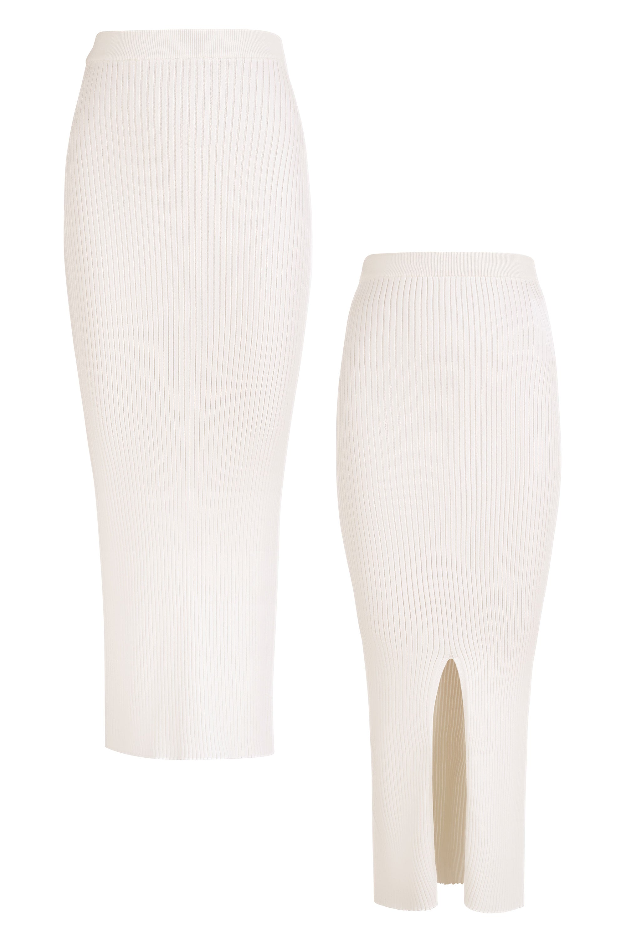 Madonna Ribbed-Knit Midi Skirt White *REVERSIBLE*