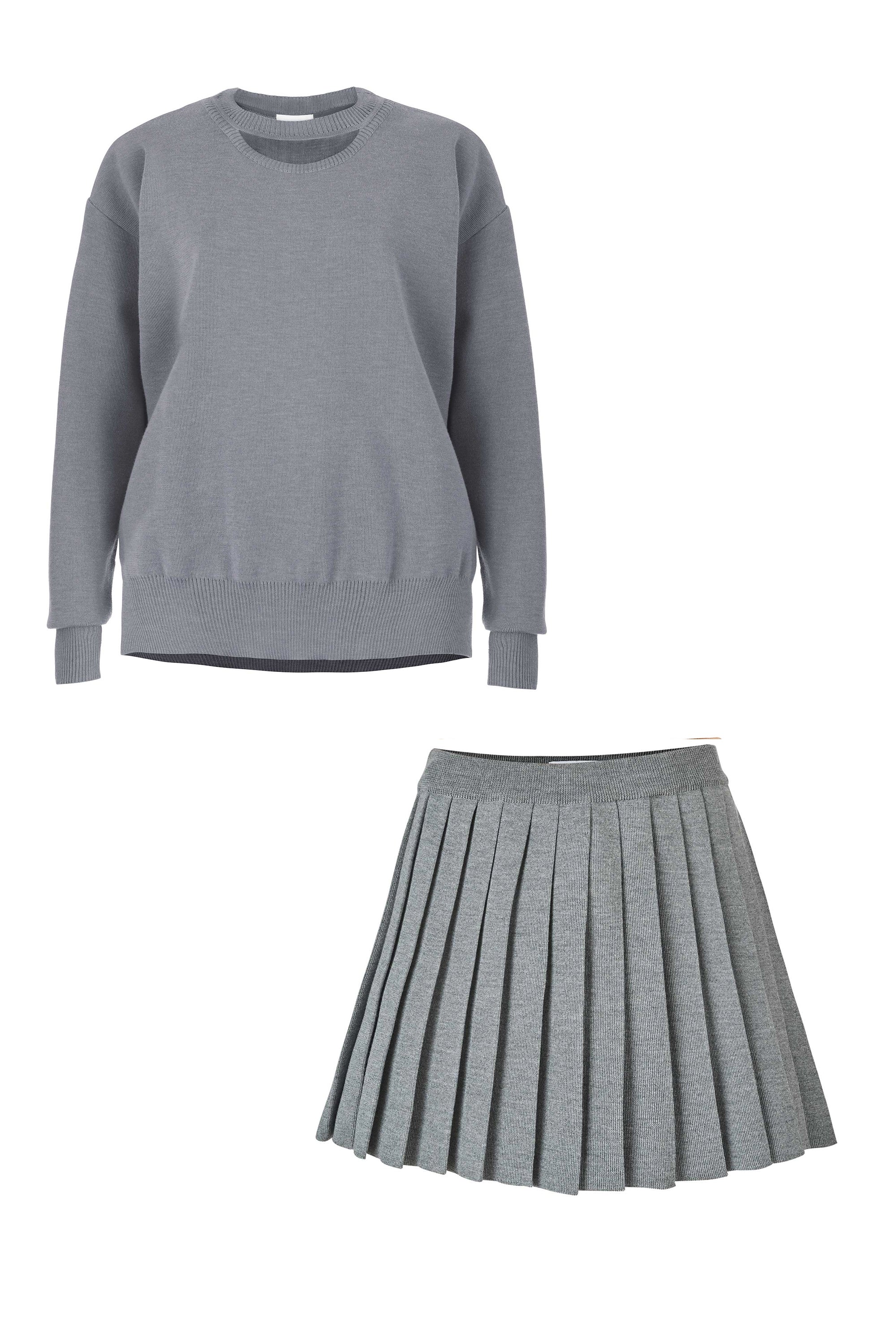 Piccolo & Rotondo 100% Merino Co-ord in Light Grey