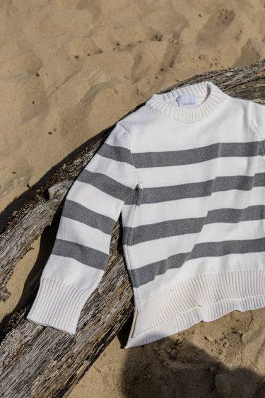 Marina Striped 100% Merino Jumper Grey