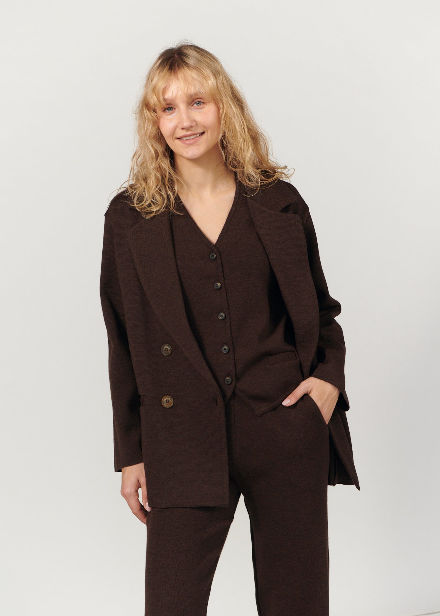 Forza Knitted 100% Merino Blazer Chocolate