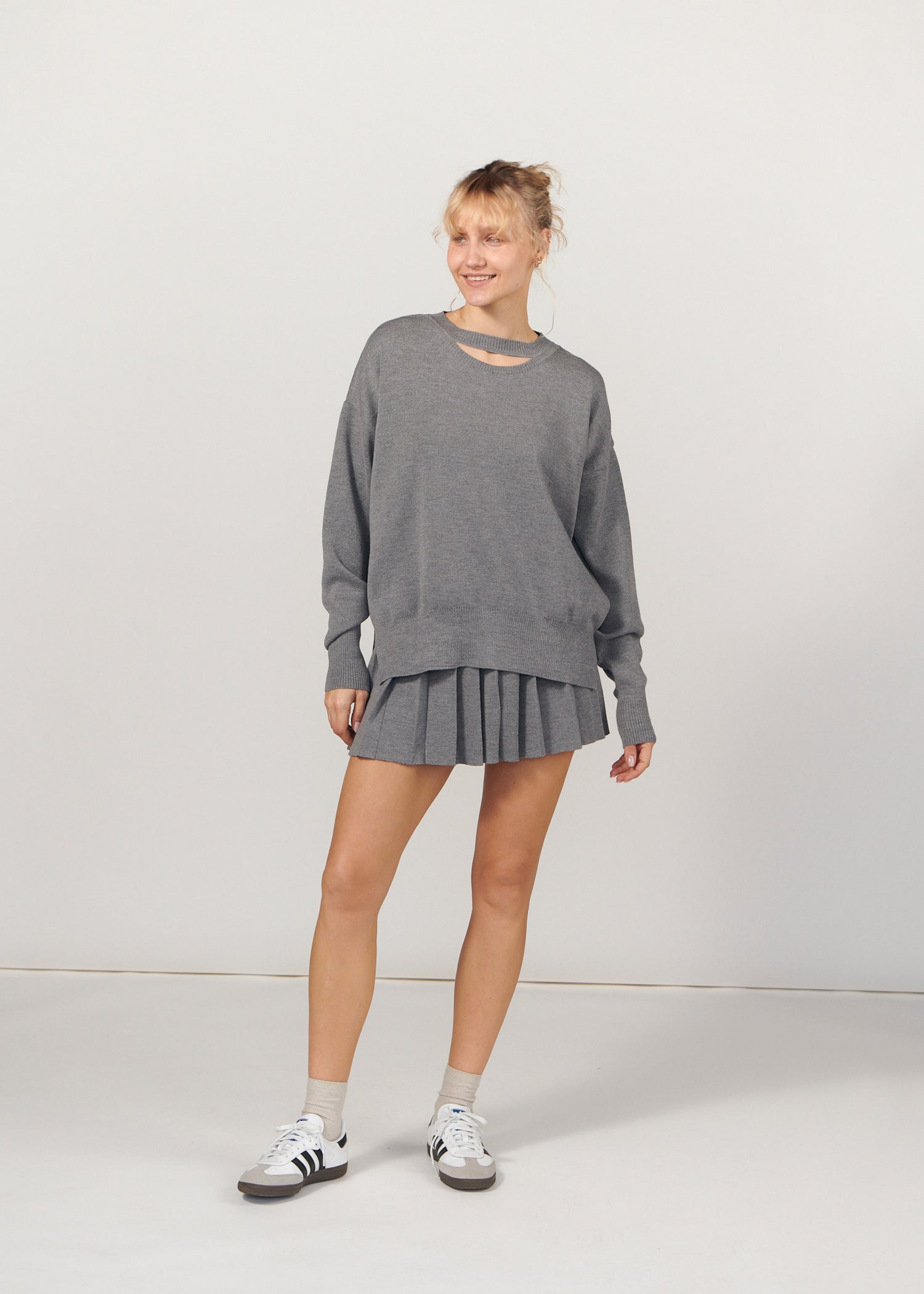 Piccolo & Rotondo 100% Merino Co-ord in Light Grey