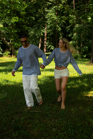 Tanto 100% Linen Long-Sleeve Top Navy *UNISEX*