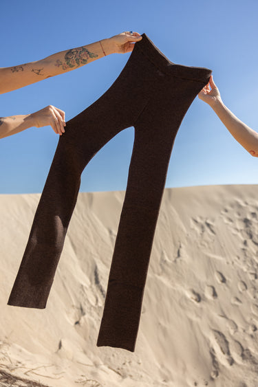 Barra Ribbed 100% Merino Leggings Chocolate