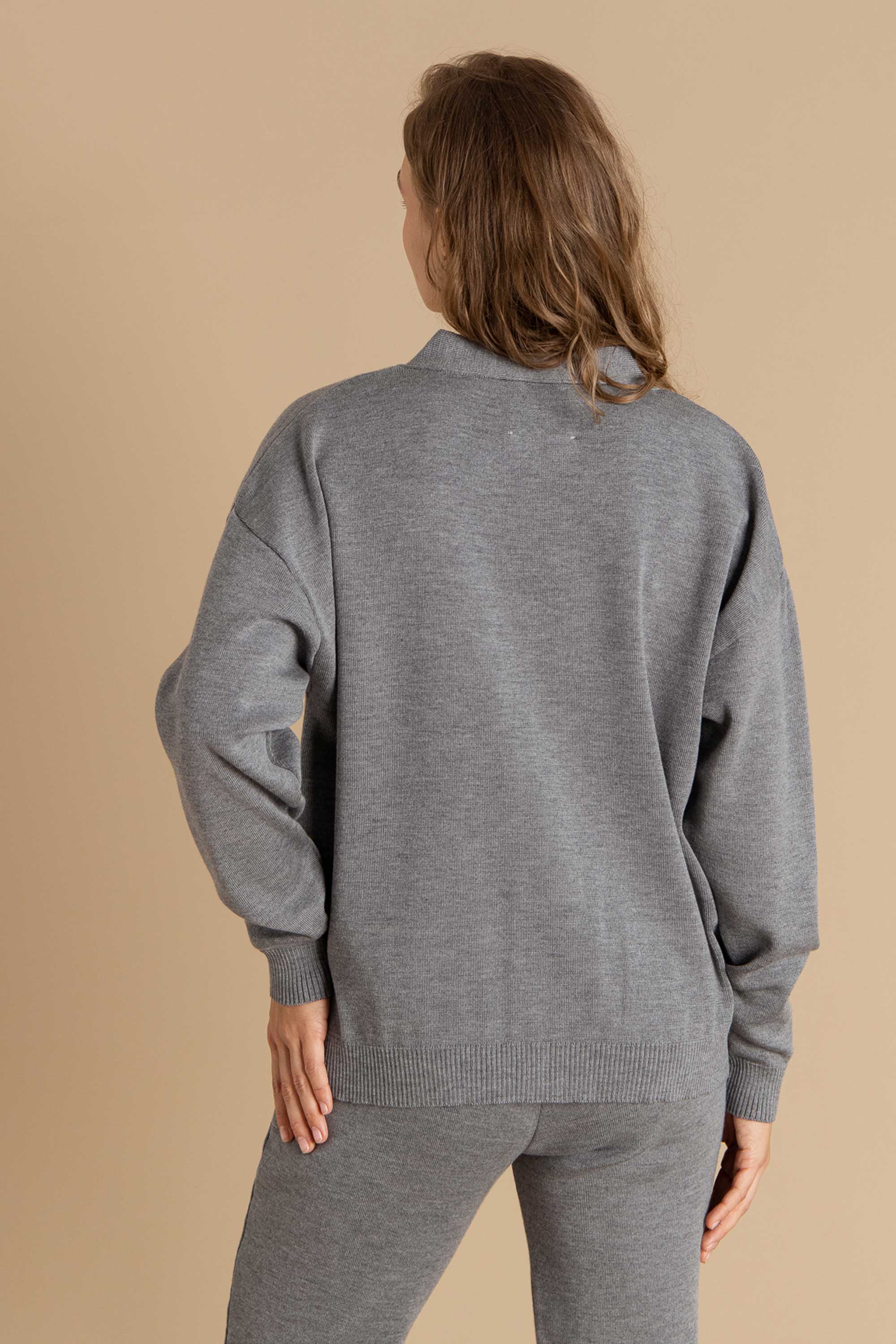 Bene 100% Merino Cardigan Light Grey