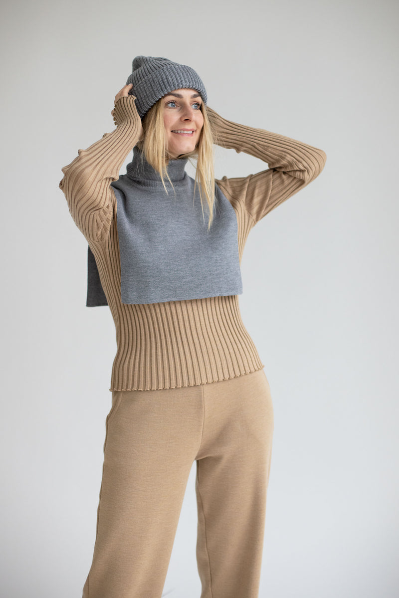 Punto 100% merino kaklo mova Šviesiai Pilka