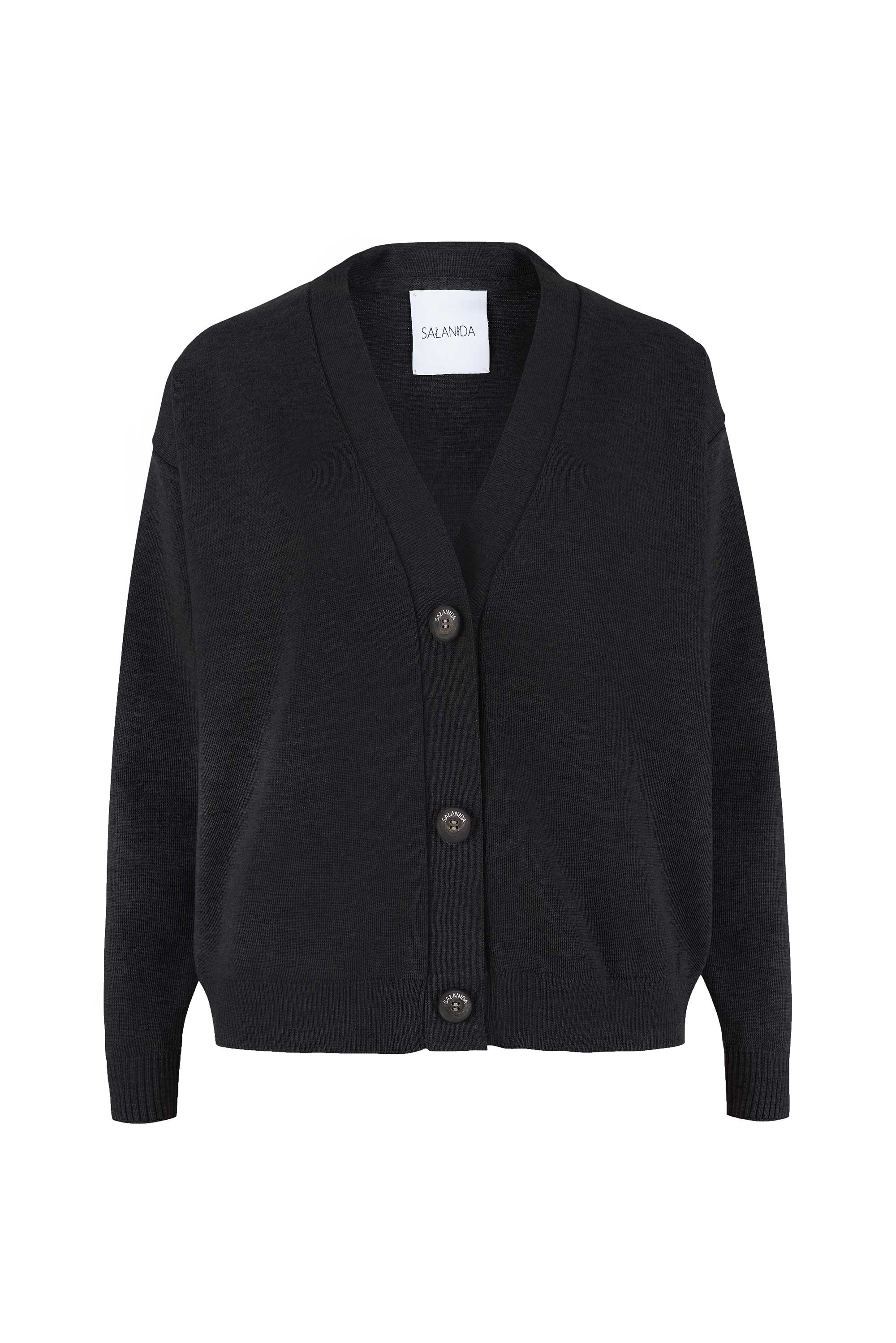 Bene 100% Merino Cardigan Black