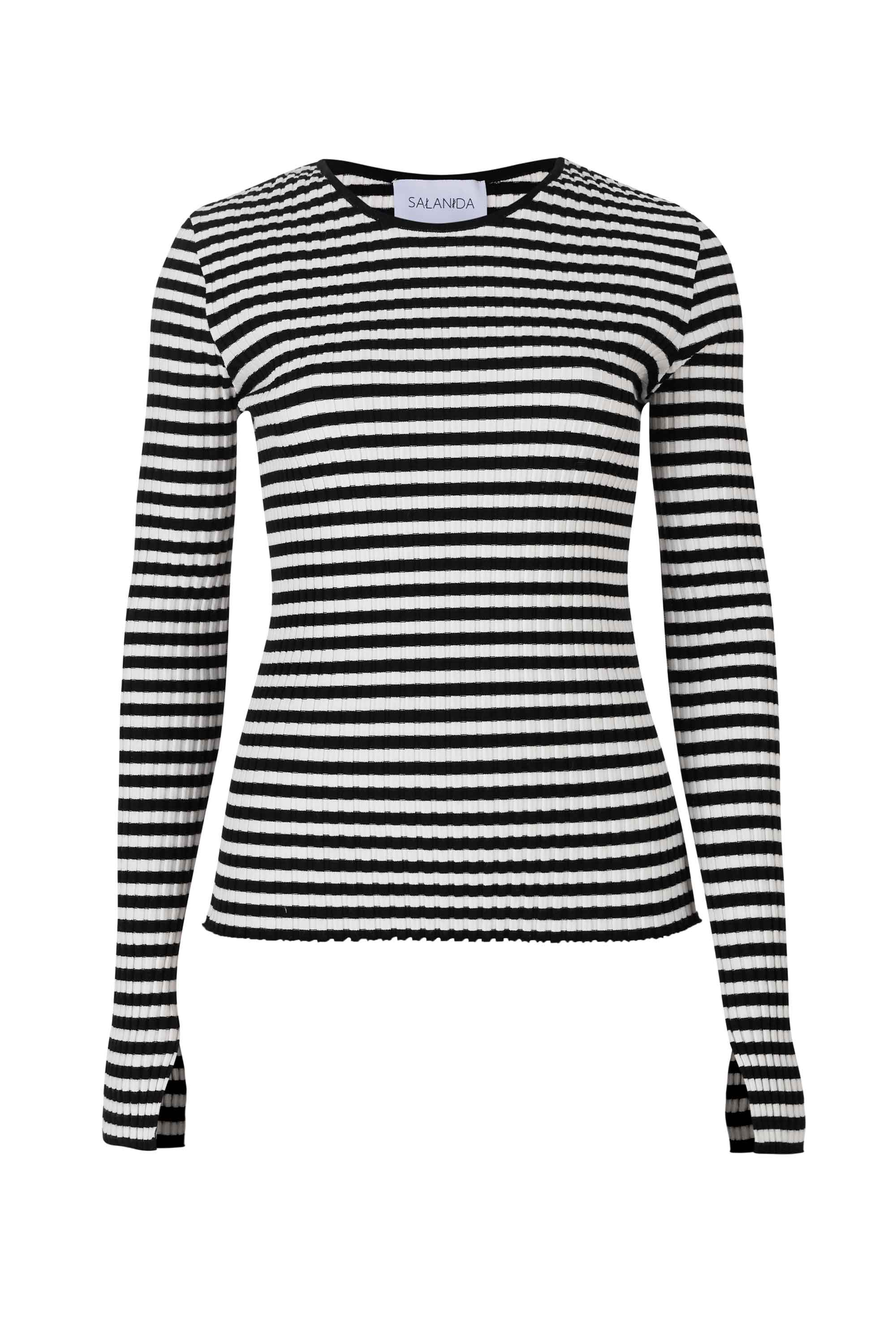 Brera Ribbed Long-Sleeve Top Black Stripes