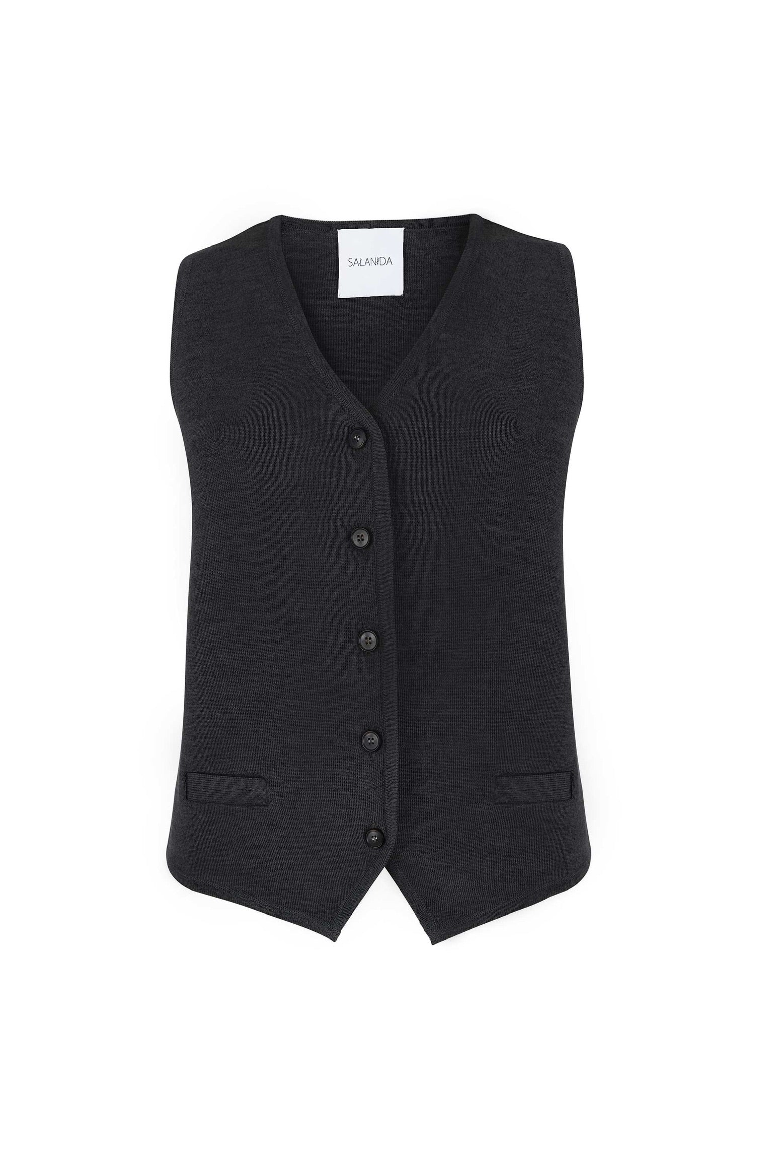 Galante Knitted 100% Merino Waistcoat Black