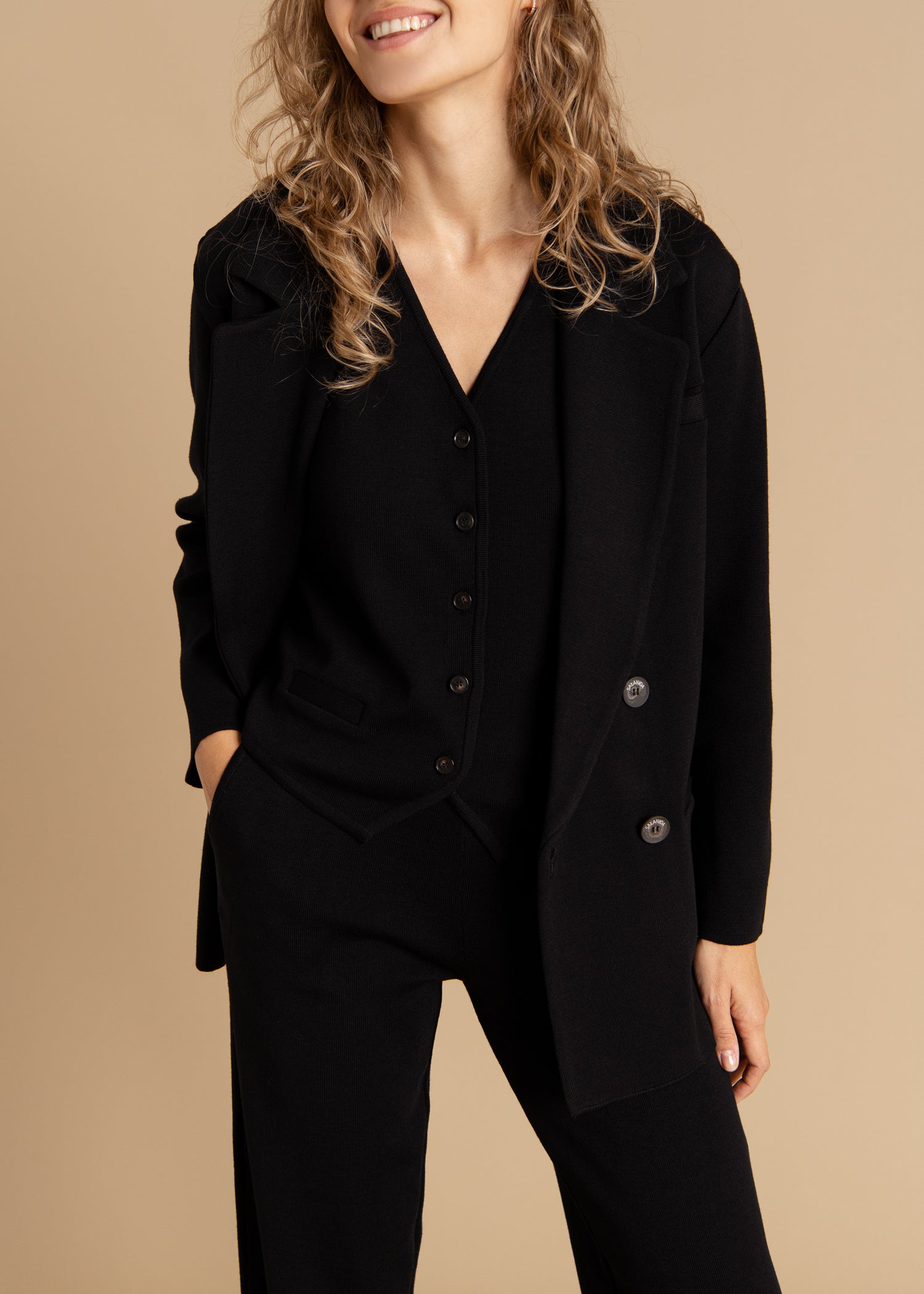 Forza Knitted 100% Merino Blazer Black