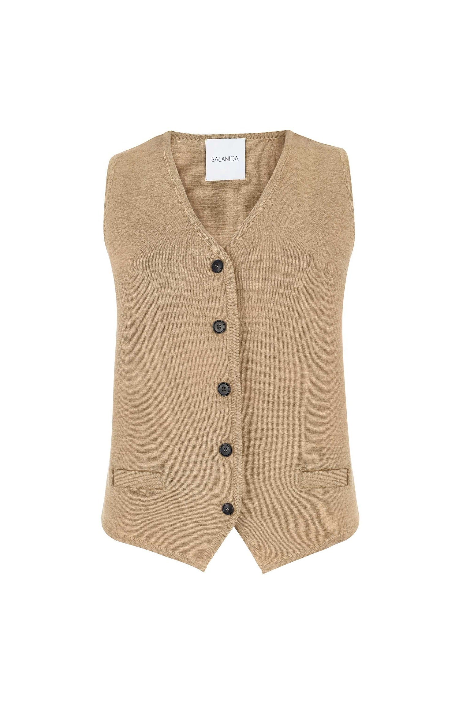 Galante Knitted 100% Merino Waistcoat Beige